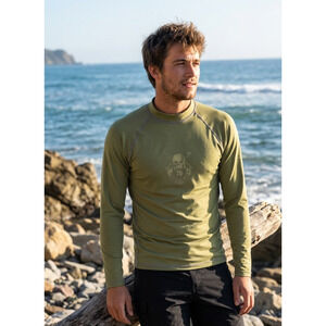 Dakine Vintage Y2K Green Skull Graphic Long Sleeve Rash Guard Size L